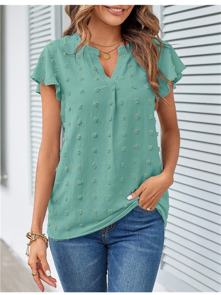 Blusa chic de patchwork con volantes Kari