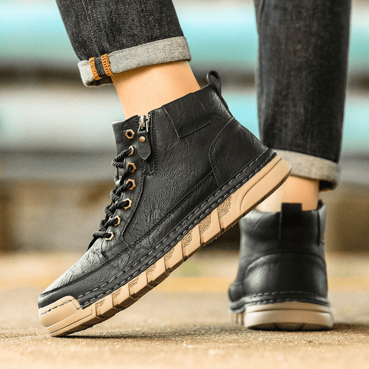BOTAS DE CUERO PARA HOMBRE